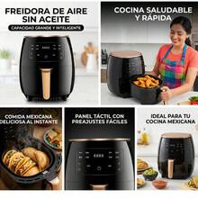 Freidora de Aire con Antiadherente 6L 2400W -Negra, 8 programas automáticos, Display Digital,Ventana transparente,Reserva con un clic,Pantalla Tactil,Antiadherente,para freír,asary hornear - Negro - Ver 7