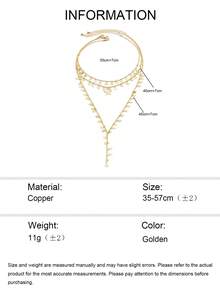 3pcs/Set Fashionable Multi-Layer Y-Shaped Metal Necklace, Geometric Minimalist Star Tassel Necklace Jewelry For Women, Handmade Length Adjustable, Random Star Quantity - Gold - View 4