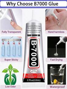 B7000 Rhinestone Glue, B-7000 Super Strong Transparent Industrial-Grade Adhesive, Suitable For Fabric, Phone Repair, Jewelry Making, Crystal Stones, Jewelry Setting, Rhinestone Earrings & Pendants, DIY Crafts - B-7000 - View 7