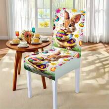 1/4/5/6/7/30pcs Easter Theme Chair Covers & Tablecloths, Colorful Easter Bunny Pattern Polyester Dining Table Cloth, Suitable For Restaurant, Cafe And Holiday Decoration, Adding Spring Atmosphere, Suitable For Family Gatherings And Celebrations, Easter Party Decor Chair Covers & Tablecloths - Multicolor - View 17