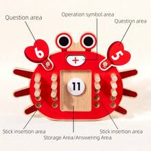 儿童十格阵列教学辅助工具，数学启蒙加减法算术十位数计数拼图玩具，数学科学教育教学辅助工具，神奇教具，学生启蒙算术儿童益智早教玩具，分解算术计数器拼图玩具，木制数字认知板，儿童基础数学早教数感培养 - 彩色 - 查看 4