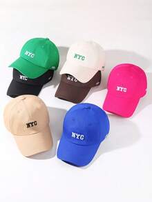 1pc Solid Color NYC 1987 Embroidered Baseball Cap, Suitable For Outdoor Travel, Vacation, Sun Protection, Women Casual Baseball Hat - Black - View 4