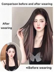 20 Inch 1-Piece 4-Clip Multi-Color Vibrant Bright Long Straight Synthetic Fiber Wig For Music Festival Halloween Party - Multicolor - View 6