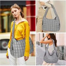 Bolsa Tote Acolchada para Mujer Bolso acolchado grande Bolso acolchado de mano Bolso blando Puffy Crossbody Bolsos Puff Purse,41118223 - Burdeos - Ver 2