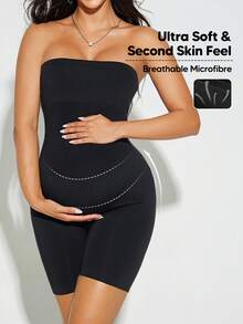 Women's Solid Color Minimalist Bandeau Bodysuit - Black - View 2