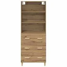 vidaXL Highboard in legno di quercia artigianale, 69,5 x 32,5 x 180 cm - Giallo - Visualizzare 8