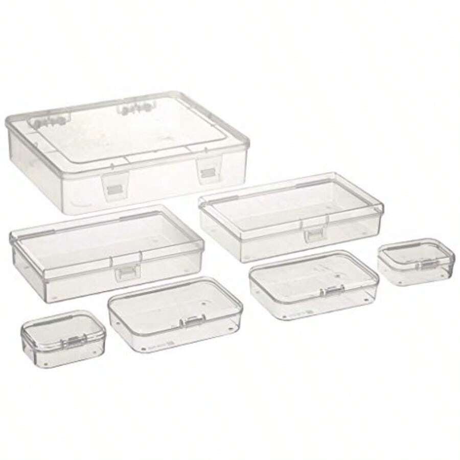 Goodma 7 Pieces Mixed Sizes Rectangular Empty Mini Clear Plastic ...