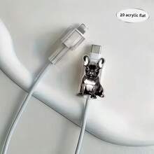 2D Acrylic Puppy Design Protective Case Compatible With Apple 18-20W Charger Adapter - Clear - View 3