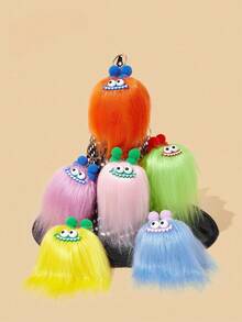 Joivida 1 pièce Porte-clés de sac à dos en feutre avec lèvres de saucisse drôles, personnage de dessin animé mignon mais laid. Accessoires kawaii, faveurs de fête, fournitures scolaires, décoration amusante, cadeau farce - Multicolore - Voir 3