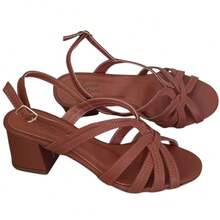Mid-Heel Sandal, Casual And Elegant, With Buckle. - Lạc đà - Xem 13
