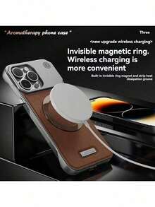 Aromatherapy Magnetic Case For Ihone 17 Pro Max/16 Pro Max/15 Pro Max | Frameless, Drop-Proof, Slim Bare-Metal FeelPremium Leather Aromatherapy Case For Ihone 17 Pro Max/16 Pro Max/15 Pro Max | Magnetic Charging, Heat DissipationAromatherapy Frameless Magnetic Case Compatible With IPhone 17 Pro Max | Drop-Proof, Slim Business Style - Navy Blue - View 3