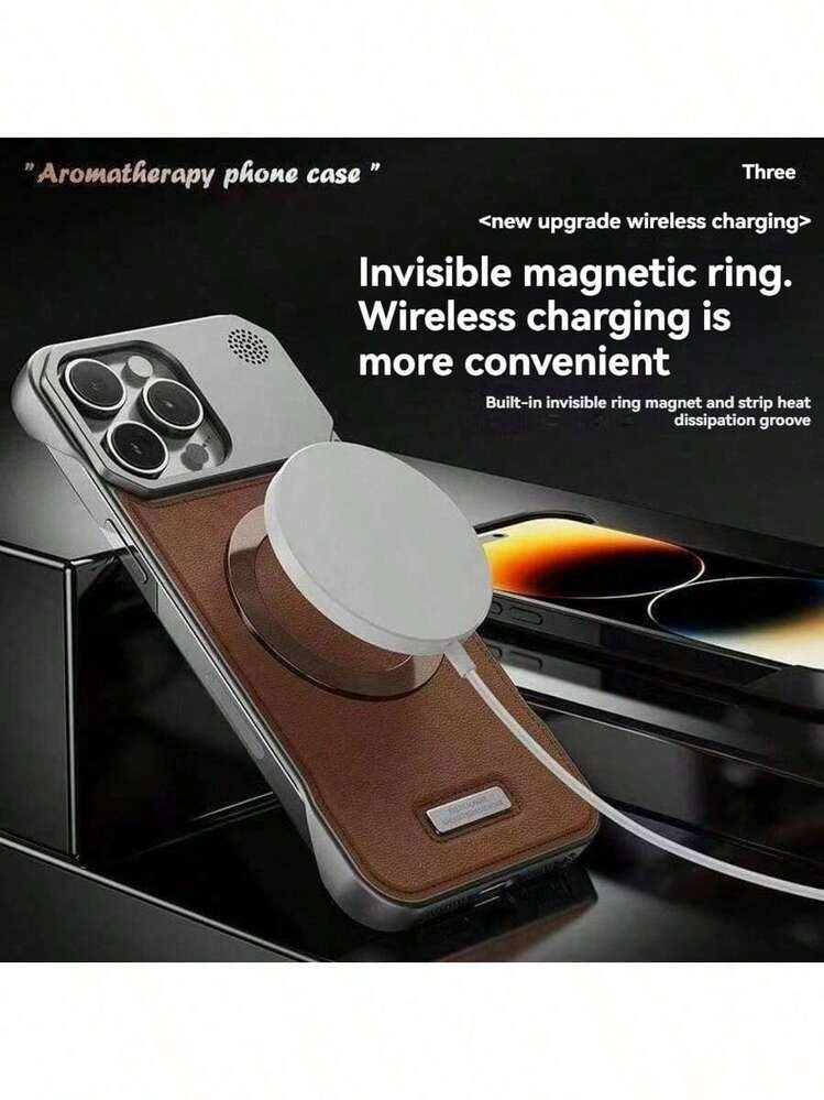 Ốp lưng từ tính tích hợp tinh dầu thơm cho iPhone 17 Pro Max/16 Pro Max/15 Pro Max | Không viền, chống rơi vỡ, mỏng nhẹ, cảm giác như kim loại thật | Ốp lưng da cao cấp tích hợp tinh dầu thơm cho iPhone 17 Pro Max/16 Pro Max/15 Pro Max | Sạc từ tính, tản nhiệt | Ốp lưng từ tính không viền tích hợp tinh dầu thơm tương thích với iPhone 17 Pro Max | Chống rơi vỡ, kiểu dáng mỏng nhẹ, phong cách doanh nhân - Màu xanh hải quân - Xem 2