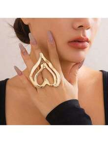 1pc Exaggerated Heart Shaped Valentine's Day Element Women's Ring - Gold - View 1