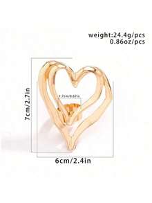 1pc Exaggerated Heart Shaped Valentine's Day Element Women's Ring - Gold - View 3