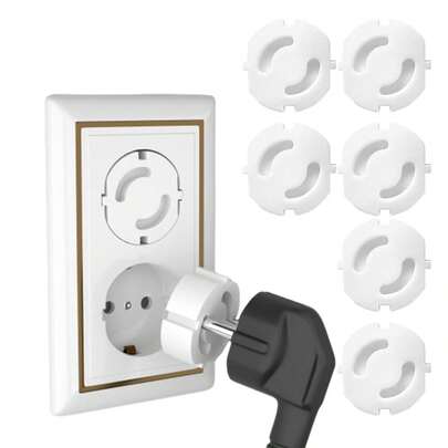 10/30 cái Nắp bảo vệ ổ cắm điện an toàn cho trẻ em kiểu Châu Âu không có lỗ, ngăn ngừa điện giật để bảo vệ an toàn gia đình. Chất liệu ABS, thích hợp cho các ổ cắm ít sử dụng. Màu trắng/đen.