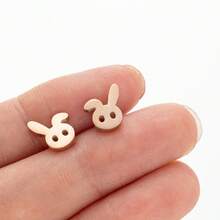 1 Pair Stainless Steel Earrings Cute Squirrel Animal Pendant Fashion Popular Earrings For Women Jewelry Friend Birthday Gifts - Gold - View 9