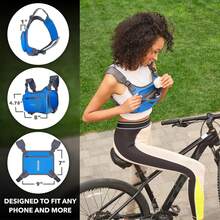 Paquete de pecho para correr, chaleco reflectante, repelente al agua, soporte para teléfono, bolsa de entrenamiento para corredores, ciclismo, ciclismo, bolsa EDC, portador de trotar - Azul - Ver 4