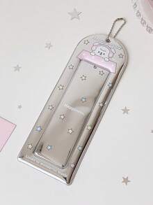 1pc Shiny Silver 4-Slot ID Card Holder, Student ID Badge Reel, Idol Fan Card Sleeve - Multicolor - View 13