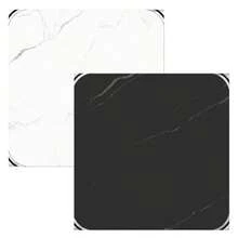 Azulejos de Piso de Despegar y Pegar 20 PIEZAS 30 cm x 30 cm de Vinilo para Pisos Adhesivo Autopegante Impermeable para Baño Cocina Comedor Dormitorios Cubren 1.8 m² Mármol  y - Estrella de mármol blanco y negro - Ver 4