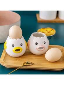 Separador de yema de huevo de cerámica con diseño de pollo adorable, filtros creativos para líquido de huevo, utensilios de cocina para hornear - Multicolor - Ver 4