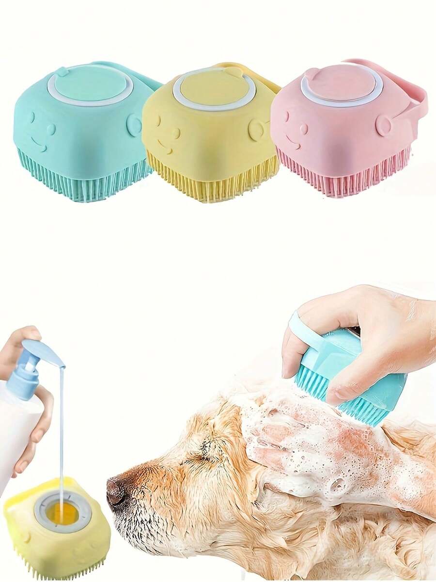 宠物按摩球梳毛刷 - 温和呵护猫狗，沐浴按摩两用工具，符合人体工学的手柄，经久耐用，猫咪专用梳毛工具，易于清洁的材质 - 彩色 - 查看 1