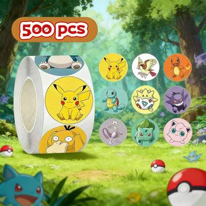 500pcs Cute Cartoon Pokemon Stickers For DIY, Creative Sealing Labels, Including Adorable Pikachu And Other Anime Stickers, Suitable For Decorating Notebooks, Computers, Crafts, Rewards And Children's Gifts