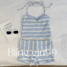 Women Sexy Lingerie Sets - Blue Stripes - View 3