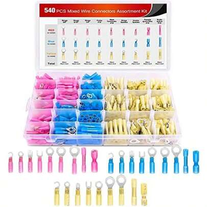 Nilight 100PCS Non Insulated Butt Connectors Kit AWG 24-8 Uninsulated Crimp Butt Connectors Pure Copper Tin Coated Crimp Terminals For Motorcycle Motorbike Car Truck Boats