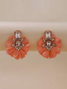 Rhinestone & Flower Decor Earrings Valentines,Mom,Mother,Mother's Day,Gift - Dusty Pink - View 11