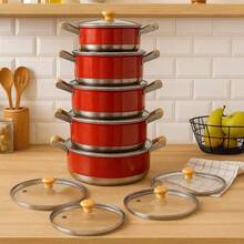 High-Quality And Beautiful Aluminum Cookware Set With Glass Lids, 2, 3, 4, Or 5 Pieces. - 查看 14