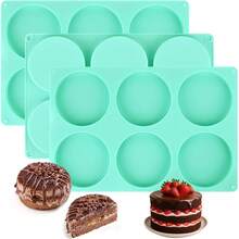1/3pcs Silicone Pancake Mold, 4-Inch Non-Stick Pancake Mold, 6-Cavity Round Baking Mold, Suitable For Making Mini Cakes, Pancakes, Desserts, Burgers, Sandwiches - Green - View 1