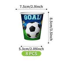 1 Set Football Golden Trophy Disposable Plates, Napkins, Cups, Serves 8 Guests, Suitable For Birthday, Wedding, Party, Family Picnic - Multicolor - View 6
