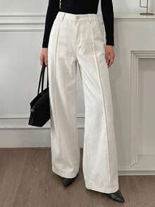 Livesso Women's Regular Mid-Rise Casual Straight Leg Jeans Y2k - Beige - View 1