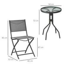 Garden Bistro Set For 2 People, Including A Table And Two Folding Chairs, In Grey Steel. - Grey - View 3