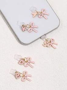 26-Letter Bowknot Dust Plug, Universal Compatible With IPhone & Type-C, Anti-Dust Phone Charging Port Charm - Multicolor - View 3