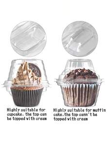 50pcs/Set Plastic Cupcake Boxes, Stackable Deep Cupcake Holders - Clear - View 8