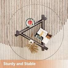 Coffee Tables For Living Room-Triangle Glass Coffee Table With Irregular Wooden Base End Table,Mid-Century Modern Abstract End Table,For Study Room Office Hotel Balcony((31.5 X 31.5 X 12.2 Inch)) - Quả óc chó - Xem 6