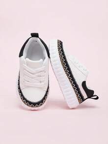 Kids' Soft Sole Versatile Sneakers, Fashion Girls' Casual Canvas Shoes, Boys' Leisure Flat Shoes - Beige - View 2