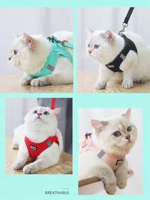 1 Set Reflective Cat/Dog Leash And Harness - Breathable Mesh Vest With Padded Nylon Leash Suitable For Small To Medium Dogs, No-Choke Dual D-Ring Design - Multicolor - View 8