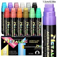 22 Colors (1.5cm/0.59in) Acrylic Paint Markers - 10 Vibrant Colors & 12 Metallic Colors (12 Metallic Shades Available Individually) | High Coverage, Large Ink Capacity & Layering Function, Suitable For Bold Graffiti And Art Creation - Multicolor - View 3