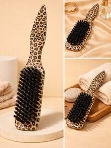 1支豹纹发梳，男女通用顺滑造型梳，适用于浓密和稀疏发质，可按摩头皮，适合日常梳理。 - 彩色 - 查看 1