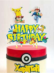 蛋糕装饰旗，高级烘焙装饰品，适用于主题派对、生日庆典和迎婴派对。精致的动漫风格装饰，是DIY烘焙项目和主题活动布置的理想之选。 - 彩色 - 查看 1