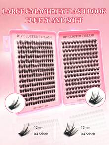 384 Pieces/28 Rows Of Cartoon Style False Eyelash Clusters, D-Shaped Curl, Anime Style False Eyelash Clusters, Natural Makeup False Eyelashes, Fairy Style False Eyelash Clusters, Suitable For Beginners, Easy To Carry, Reusable, Lash Glue, Lashes, Eyelash Glue - Black - View 4