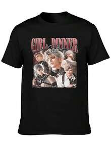 Kawaii Girl Dinner Love And Deepspace Anime Graphic T Shirt Men's Women Fashion O-Neck T-Shirts Casual Oversized Cotton T Shirts - màu đen - Xem 1