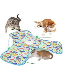 Interactive Electric Cat Teaser Toy Hide And Seek Automatic Rotating Funny Cat Toy USB Charging Electric Hideaway Game Pet Toy - Mint Green - View 1