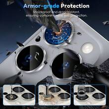 6 pezzi Protezione obiettivo fotocamera in argento HD, protezioni obiettivo ultra resistenti, anti-graffio, vetro temperato ultra sottile anti-graffio, protezione schermo fotocamera in vetro temperato 9H, compatibile con iPhone 17 Pro Max/17 Air/16 Pro Max/16 Plus/16e/15 Pro Max/14 Plus/13 Pro Max, adatto per uso quotidiano, in ufficio, a casa, protezione telefono fotocamera impermeabile antiurto anti-caduta - Argento 6 pezzi - Visualizzare 5
