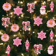 16/20件粉色姜饼人和圣诞树装饰品，圣诞装饰品，圣诞树装饰套装，适用于圣诞树装饰、圣诞派对、家居装饰、婚礼、商店橱窗、室内外装饰 - 彩色 - 查看 17