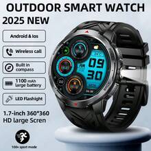 O novo smartwatch da LIGE possui bateria de 1100 mAh, lanterna LED, previsão do tempo, resistência à água para uso diário, mais de 100 modos esportivos, lembrete de chamadas, gravação de atividades físicas e é um relógio inteligente para esportes e atividades ao ar livre, unissex, com o mesmo estilo. - Preto - Ver 2