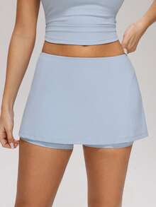 MASKERT Women's Sports Skirt, Tennis Golf Beach Skirt, Outdoor Sports Skirt, Anti-Glare, Comfortable & Skin-Friendly - Dusty Blue - View 5