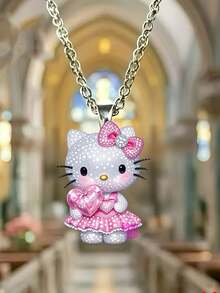 1pc 2D Flat  Heltty Acrylic Pendant Necklace, Fashion Sweater Pendant, Cute & Casual, Suitable As Birthday, Valentine's Day, Thanksgiving, Easter, Christmas Gift - Multicolor - View 2